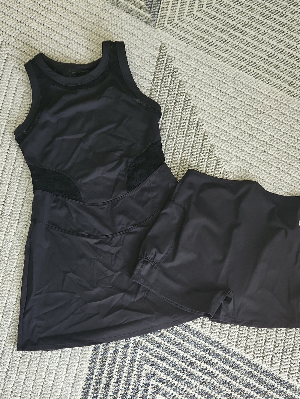 Halara Black Lace Inset Tennis Dress